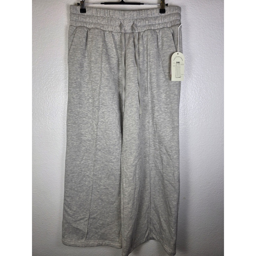 Blogilates Travel Trouser Sweats Heather Gray Wide Leg Pants L